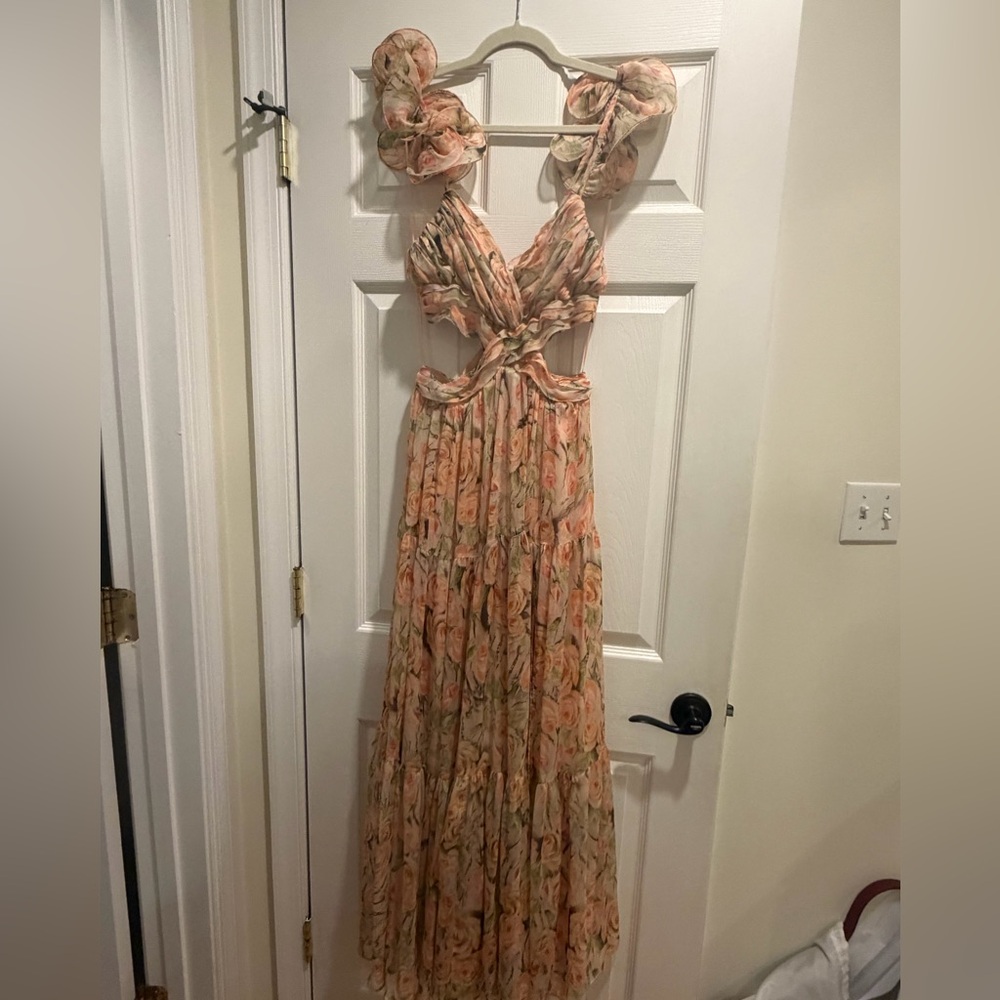 ASTR Peach Floral Ruffle Maxi Dress - Picture 6 of 10